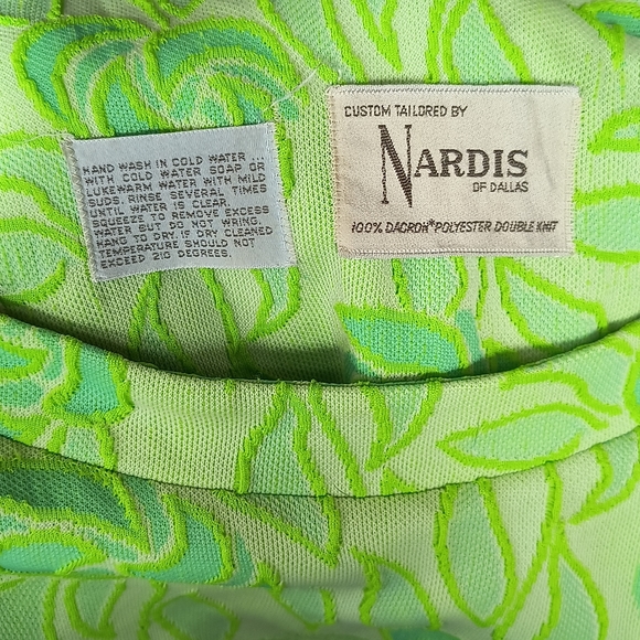 60s 70s Lime Green Flower Power Mod Retro GoGo Union Label Mini Dress Costume - Picture 8 of 10